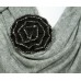 Brooch – 12 PCS Suede-like Rose w/ Silver Beads Trim - Grey - BC-ABO25097GY