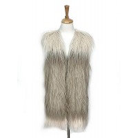 Cardigans & Vests - 12 PCS Faux Long Fur Vest – 2 Tones - VT-9353-1