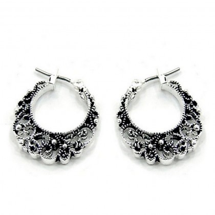12-pair Western Style Filigree Crescent Shape Earrings - ER-0083T-AS