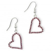 12-pair Dangling Rhinestones Heart Earrings - L. Rose - ER-20676LRO