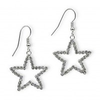 12-pair Dangling Rhinestones Star Earrings - Clear - ER-20677CR