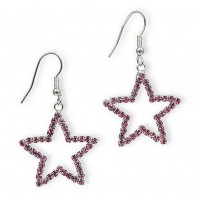 12-pair Dangling Rhinestones Star Earrings - L. Rose - ER-20677LRO