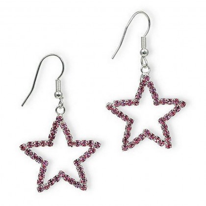 12-pair Dangling Rhinestones Star Earrings - L. Rose - ER-20677LRO