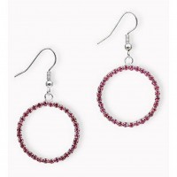 12-pair Dangling Rhinestones Circle Earrings - L. Rose - ER-20679LRO