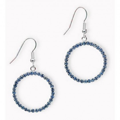 12-pair Dangling Rhinestones Circle Earrings - L. Blue - ER-20679LSA