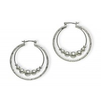 12-pair Double Hoops Earrings - Silver Ball - ER-20875S
