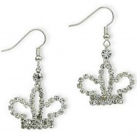 12-pair Dangling Rhinestones Crown Earrings - Clear - ER-20950