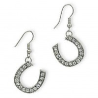 12-pair Dangling Rhinestones Horseshoe Earrings - Clear - ER-21187