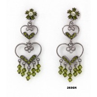 12-pair Crystal Earrings  - Green - ER-263GN