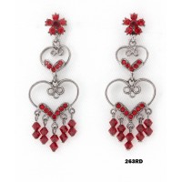 12-pair Crystal Earrings  - Red - ER-263RD