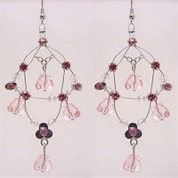 12-pair Crystal Earrings  - Pink - ER-576PK