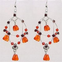 12-pair Crystal Earrings  - Red - ER-576RD