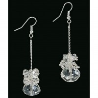 12-pair Dangling Crystal Earrings -Clear - ER-ACE4517A