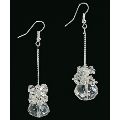12-pair Dangling Crystal Earrings -Clear - ER-ACE4517A