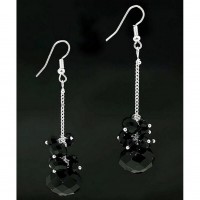 12-pair Dangling Crystal Earrings -Black - ER-ACE4517B