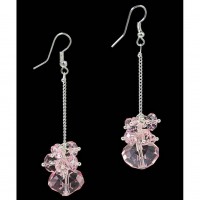 12-pair Dangling Crystal Earrings - Pink - ER-ACE4517D