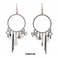 12-pair Hoop Earrings w/ Multi Charms - ER-ACQE1013R