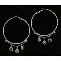 12-pair Hoop Earrings w/ dangling CZ Crystals - ER-ACQE1014RC