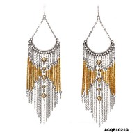 12-pair Chandelier Beaded Earrings - Gold - ER-ACQE1021G