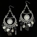 12-pair Chandlier Earrings w/ Dangling Stones - Black - ER-ACQE1022B