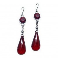 12-pair Crystal Tear Drop Earrings - Red - ER-ACQE4068H 