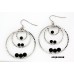 12-pair Triple Hoops Crystal Dangle Earrings/ Silver 12-pair Tone - Black - ER-ACQE4069B