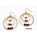 12-pair Triple Hoops Crystal Dangle Earrings/ Gold 12-pair Tone - Red - ER-ACQE4069H