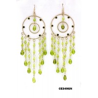 12-pair Chandelier Rhinestone Earring - Green - ER-CE349GN