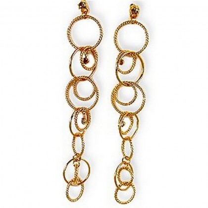 12-pair Gold Ring Link Earrings- Topaz - ER-CQE956G