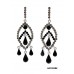 12-pair Crystal Big Leaf w/ Tear Drops Earrings - Black - ER-EA1392BK