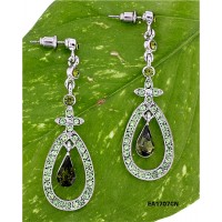 12-pair Crystal Open Tear Drop earrings - Green - ER-EA1707GN