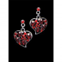 12-pair Crystal Heart Earrings - Red - ER-EA505RD
