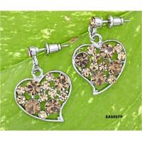 12-pair Crystal Heart Earrings - Topaz - ER-EA505TP