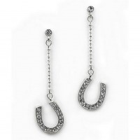12-pair Dangling Rhinestone Earrings - Horse Shoe - ER-JER1115CL