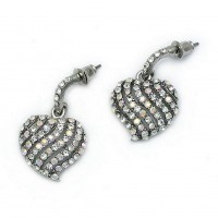 12-pair Post Rhinestone Earrings - Heart - ER-JVSE8314CL