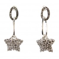 12-pair Crystal Star Earrings - Black -ER-TJEA01BK