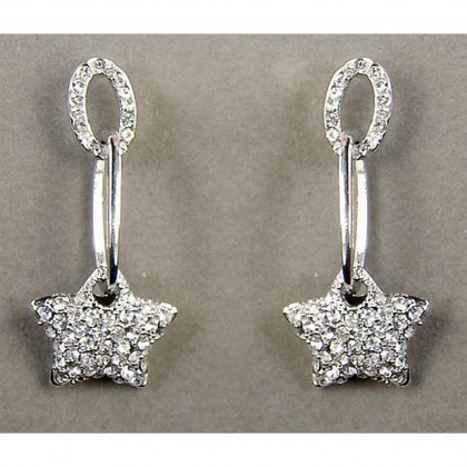 12-pair Crystal Star Earrings - Clear - ER-TJEA01CL