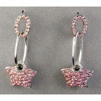 12-pair Crystal Star Earrings - Pink - ER-TJEA01PK