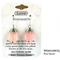 12-pair Semi Precious Stone Earrings - Rose Quartz - " LOVE " - ER-WE0001SS-ROQ
