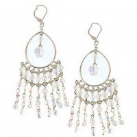 12-pair Chandelier Clear Beaded Earring - Clear - ER-WE180CL