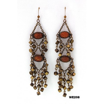 12-pair Brass Tone Dangling Sequins Chandelier Earring - ER-WE208