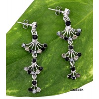 12-pair Crystal Earrings  - Black - ER-13355BK