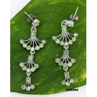12-pair Crystal Earrings  - Green - ER-13355GN
