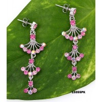 12-pair Crystal Earrings  - Pink - ER-13355PK