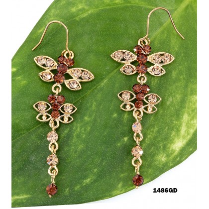 12-pair Swarovski Crystal Butterfly Earrings - ER-1486GD