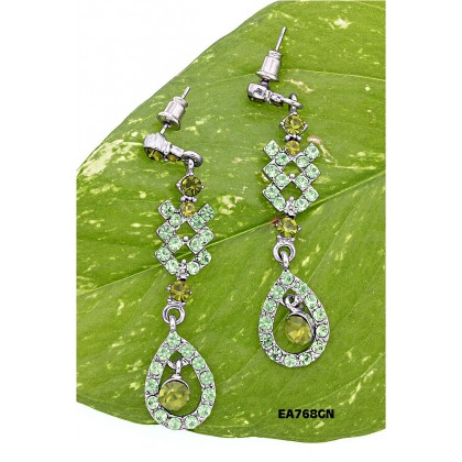 12-pair Crystal Tear Drop Dangle Earrings - Green - ER-EA768GN