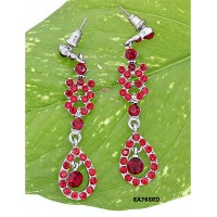 12-pair Crystal Tear Drop Dangle Earrings - Red - ER-EA768RD