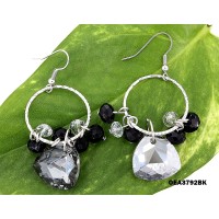 12-pair Crystal Earrings - Black - ER-OEA3792BK