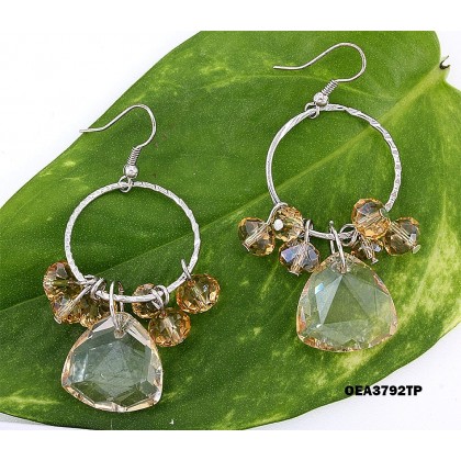 12-pair Crystal Earrings - Taupe - ER-OEA3792TP