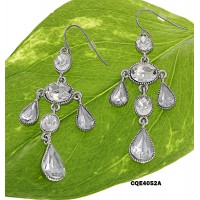 12-pair Crystal Tear Drop Earrings  - Clear - ER-CQE4052A